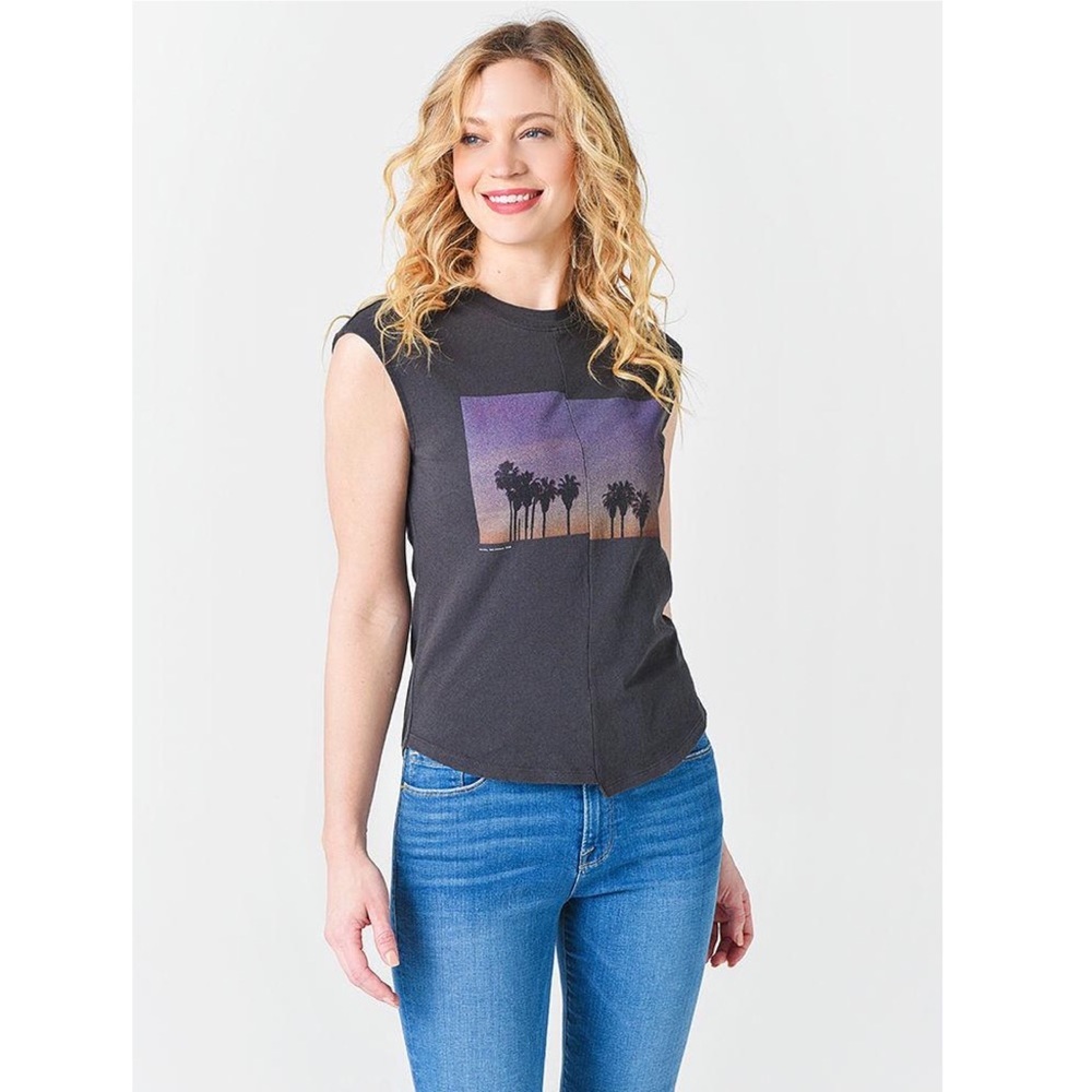 Frame Graphic Sleeveless T-Shirt Palm Muscle Tank Top Sz S